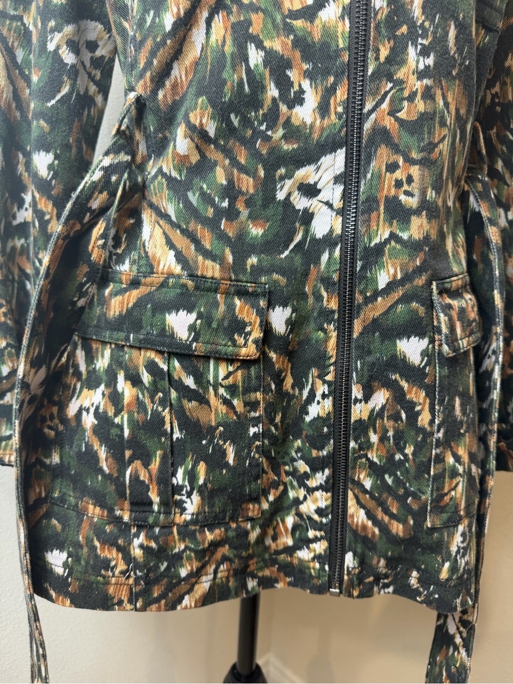 100% Cotton Denim Ted Baker Inniza Camo Utility Jacket Mini Dress Belted Size 4 - Picture 7 of 12